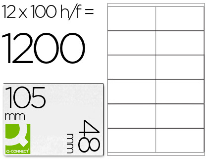 CJ100 hojas A4 1200 etiquetas adhesivas Q-Connect 105x48mm.  ILC